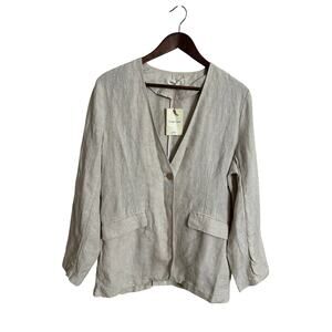 Grae Cove Taylor 100% Linen Relaxed Fit Boyfriend Blazer Womans Medium NWT